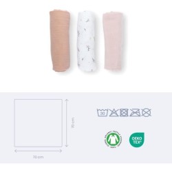 Lot de 3 langes - DOOMOO - Gaze de coton biologique - Certifié oeko-T