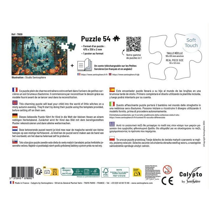 Puzzle - SENTOSPHERE - 54 pieces - Les Petites Sorcieres - Inventer des histoires - des 5 ans Puzzle - SENTOSPHERE - 54 pieces - Les Petites Sorcieres - Inventer des histoires - des 5 ans