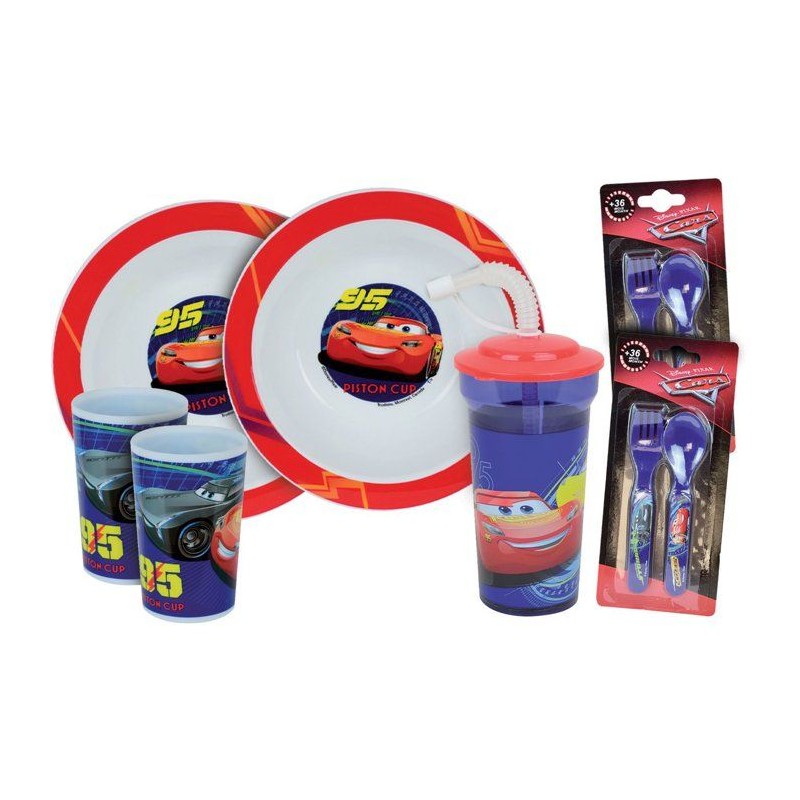 Lot vaisselle - FUN HOUSE - DISNEY CARS - 2 Verres, 2 Assiettes creuse