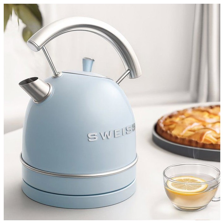 Bouilloire vintage - SWEISS - KTL6 - 2200 W - 1,8 L - Socle 360° - Bleu Bouilloire vintage - SWEISS - KTL6 - 2200 W - 1,8 L - Socle 360° - Bleu