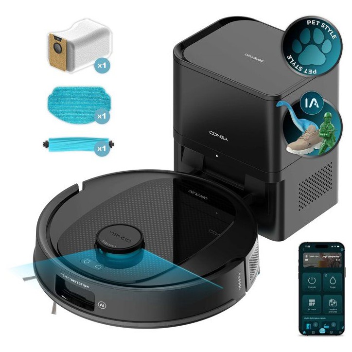 Aspirateur Robot Laveur - CECOTEC Conga Y80 - 13 000 Pa - 220 min - 220 m² - Noir Aspirateur Robot Laveur - CECOTEC Conga Y80 - 13 000 Pa - 220 min - 220 m² - Noir