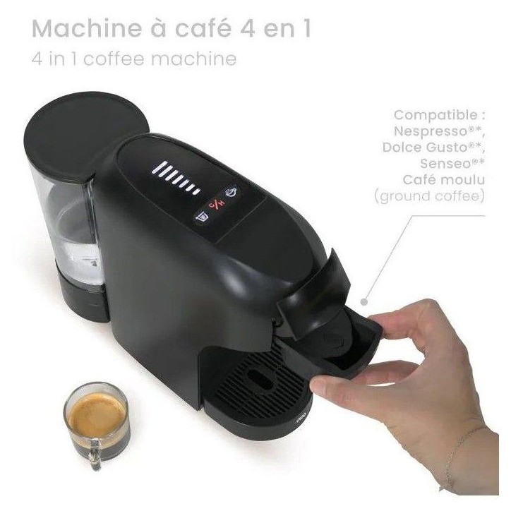 Machine a café multi-capsules 4-en-1 - LIVOO - DOD217N - 1400 W - 7 niveaux d'intensité du café - Noir Machine a café multi-capsules 4-en-1 - LIVOO - DOD217N - 1400 W - 7 niveaux d'intensité du café - Noir