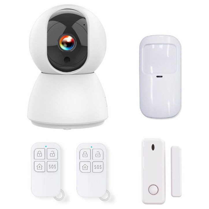 Kit d'alarme évolutif - KYF - 434Mhz - Wifi - Caméra IP PT 4MP avec sirene + Détecteur de mouvement/d'ouverture + 2 télécom Kit d'alarme évolutif - KYF - 434Mhz - Wifi - Caméra IP PT 4MP avec sirene + Détecteur de mouvement/d'ouverture + 2 télécom