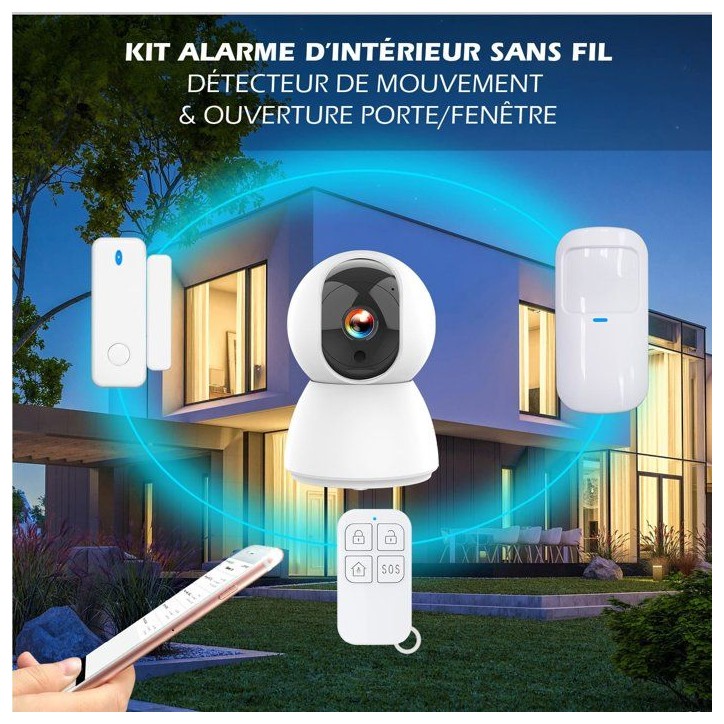 Kit d'alarme évolutif - KYF - 434Mhz - Wifi - Caméra IP PT 4MP avec sirene + Détecteur de mouvement/d'ouverture + 2 télécom Kit d'alarme évolutif - KYF - 434Mhz - Wifi - Caméra IP PT 4MP avec sirene + Détecteur de mouvement/d'ouverture + 2 télécom