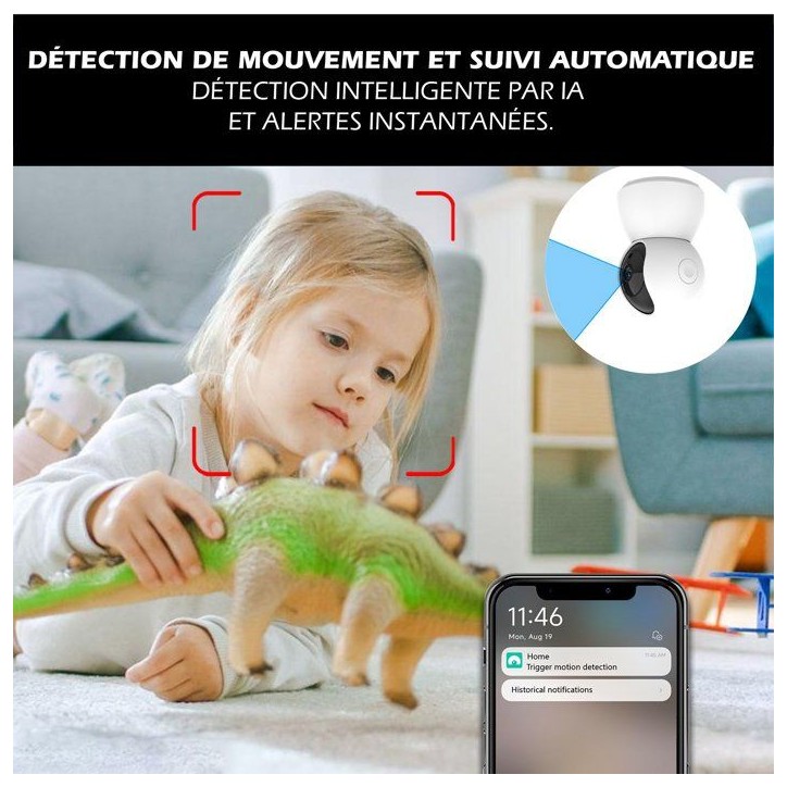 Kit d'alarme évolutif - KYF - 434Mhz - Wifi - Caméra IP PT 4MP avec sirene + Détecteur de mouvement/d'ouverture + 2 télécom Kit d'alarme évolutif - KYF - 434Mhz - Wifi - Caméra IP PT 4MP avec sirene + Détecteur de mouvement/d'ouverture + 2 télécom