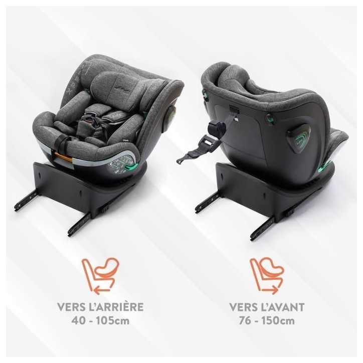 Siege auto - BABYAUTO - XPERTA BLACK LINE - De la naissance a 12 ans - 0-36 kg - I-Size - ISOFIX - Pivotant 360° - ECE R129