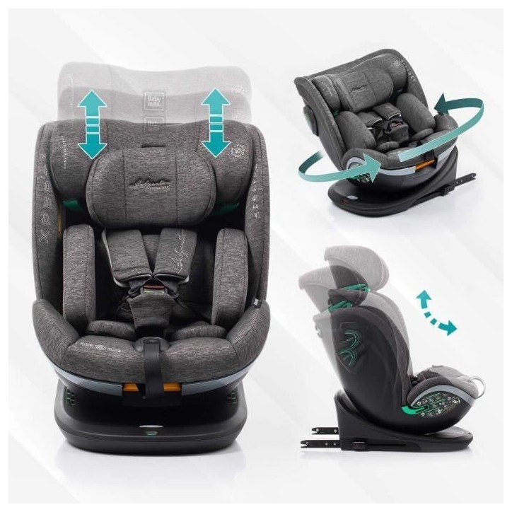 Siege auto - BABYAUTO - XPERTA BLACK LINE - De la naissance a 12 ans - 0-36 kg - I-Size - ISOFIX - Pivotant 360° - ECE R129
