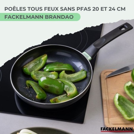 Set de 2 poeles a induction - FACKELMANN - Brandao - Aluminium céramique antiadhésif - Ø 20 et 24 cm