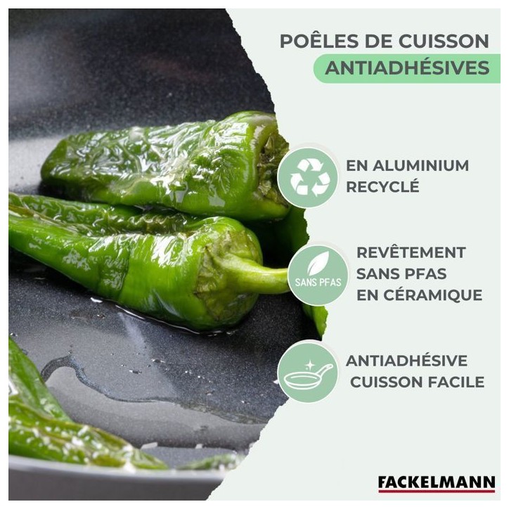 Set de 2 poeles a induction - FACKELMANN - Brandao - Aluminium céramique antiadhésif - Ø 20 et 24 cm Set de 2 poeles a induction - FACKELMANN - Brandao - Aluminium céramique antiadhésif - Ø 20 et 24 cm