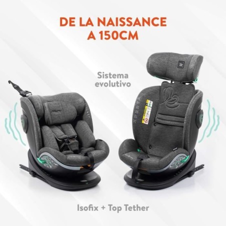 Siege auto - BABYAUTO - XPERTA GREY DOBBY - De la naissance a 12 ans - 0-36 kg - I-Size - ISOFIX - Pivotant 360° - ECE R129