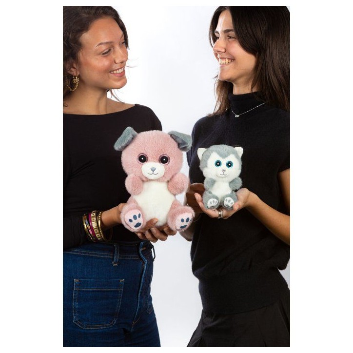 Peluche - Peluche Chien SPOT Cutydoos rose poudré et gris – 23 cm
