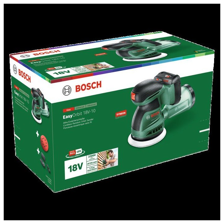 Ponceuse excentrique sans fil BOSCH - EasyOrbit 18V10 - 125mm - 1 batterie 2,0 Ah + chargeur Ponceuse excentrique sans fil BOSCH - EasyOrbit 18V10 - 125mm - 1 batterie 2,0 Ah + chargeur