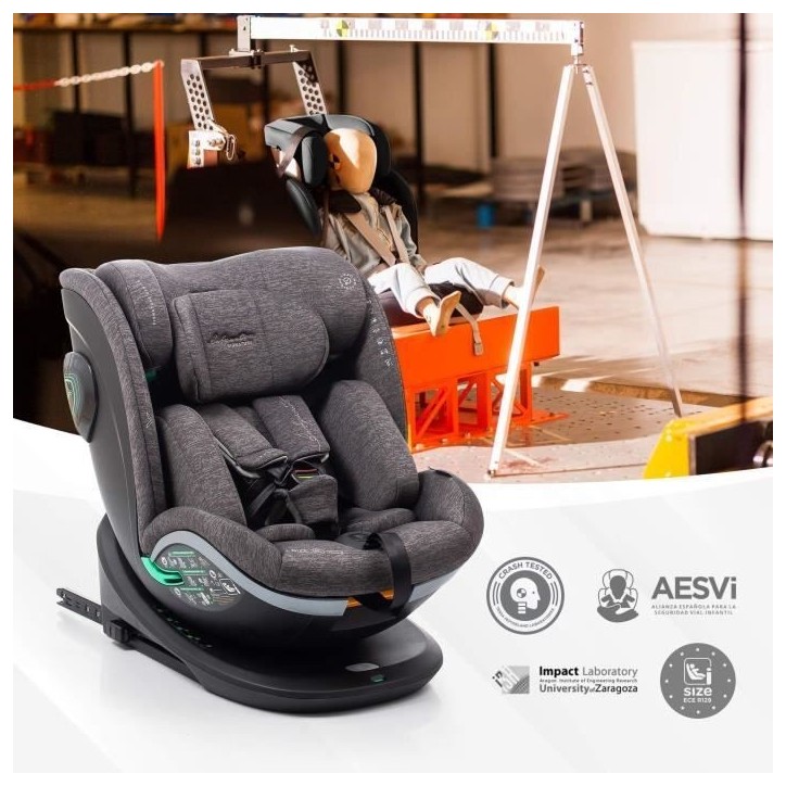 Siege auto - BABYAUTO - XPERTA GREY DOBBY - De la naissance a 12 ans - 0-36 kg - I-Size - ISOFIX - Pivotant 360° - ECE R129 Siege auto - BABYAUTO - XPERTA GREY DOBBY - De la naissance a 12 ans - 0-36 kg - I-Size - ISOFIX - Pivotant 360° - ECE R129