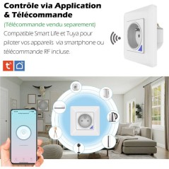 Prise encastrée connectée intérieure - KYF - Wifi - Avec compteur d