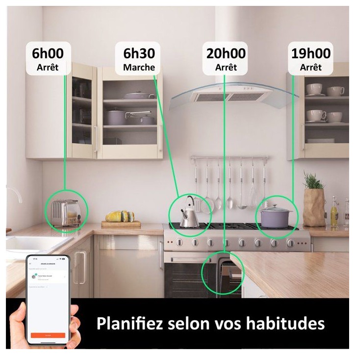 Prise encastrée connectée intérieure - KYF - Wifi - Avec compteur d'énergie