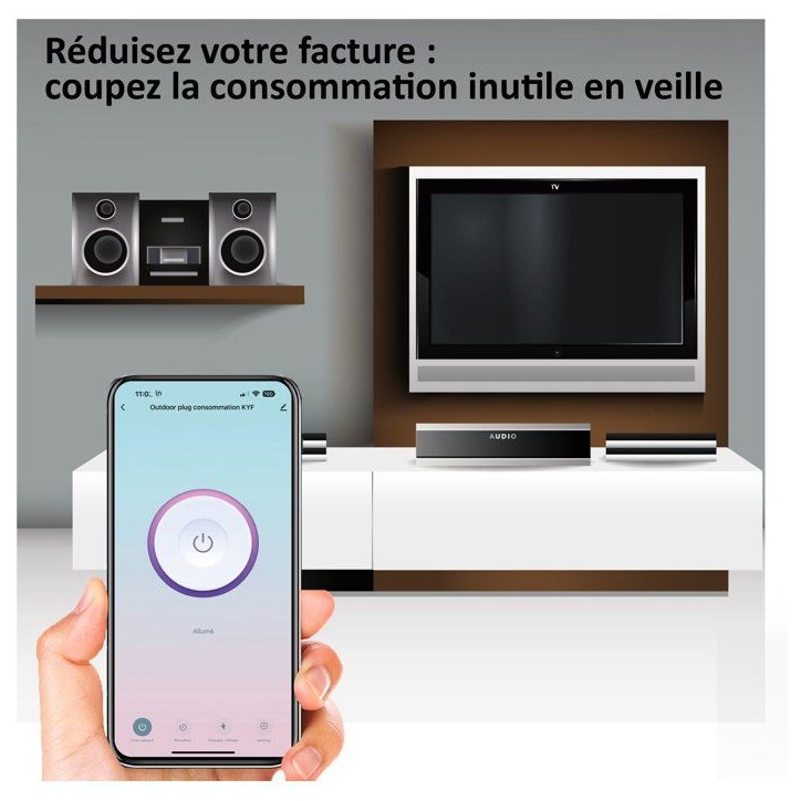 Prise encastrée connectée intérieure - KYF - Wifi - Avec compteur d'énergie