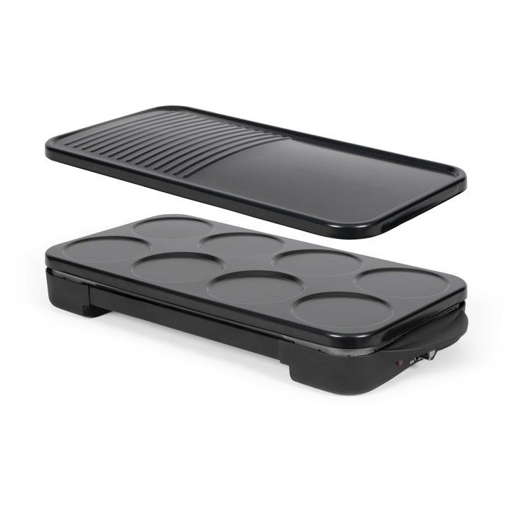 Appareil 2-en-1 crepiere et plancha grill - LIVOO - DOC349N - 1500 W - 8 mini crepes Ø 11,5 cm - Sans PFAS - Noir Appareil 2-en-1 crepiere et plancha grill - LIVOO - DOC349N - 1500 W - 8 mini crepes Ø 11,5 cm - Sans PFAS - Noir