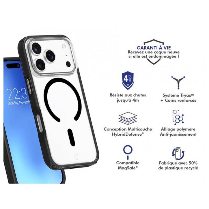 Coque FC Air Xtrem Frost MagSafe - IPhone17 Pro - Recyclé - Noir Coque FC Air Xtrem Frost MagSafe - IPhone17 Pro - Recyclé - Noir