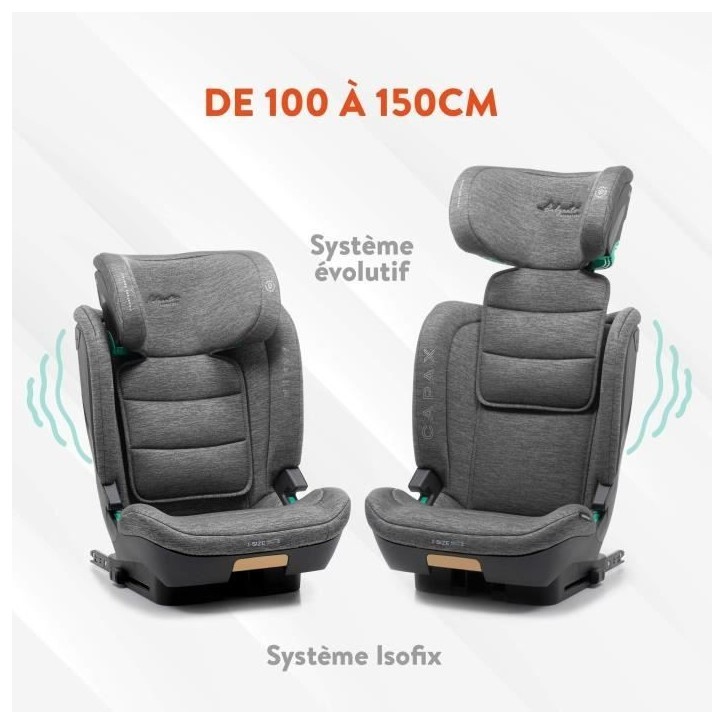 Siege auto - BABYAUTO - CAPAX GREY DOBBY - 4-12 ans - I-Size - 100-150 cm Siege auto - BABYAUTO - CAPAX GREY DOBBY - 4-12 ans - I-Size - 100-150 cm