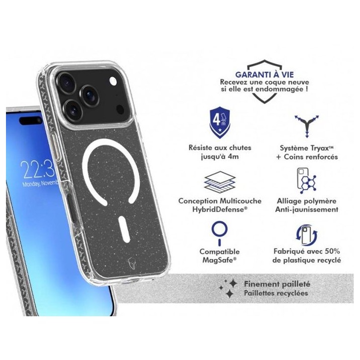 Coque FC Air Xtrem MagSafe - IPhone17 Pro Max - Recyclé - Paillettes Coque FC Air Xtrem MagSafe - IPhone17 Pro Max - Recyclé - Paillettes