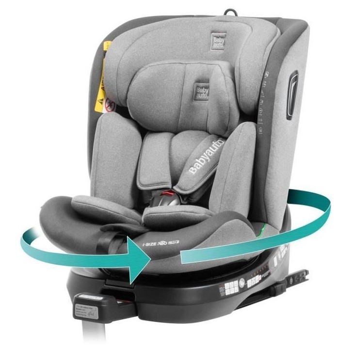 Siege auto - BABYAUTO - AITANA GREY ANTHRACITE - De la naissance a 12 ans - 0-36 kg - I-Size - ISOFIX - Pivotant 360° - ECE R12 Siege auto - BABYAUTO - AITANA GREY ANTHRACITE - De la naissance a 12 ans - 0-36 kg - I-Size - ISOFIX - Pivotant 360° - ECE R12