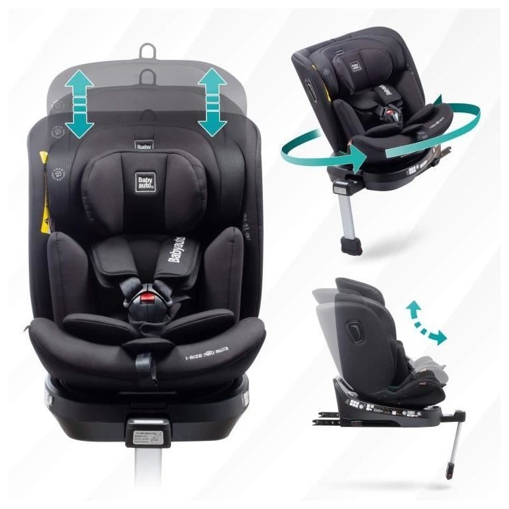 Siege auto - BABYAUTO - AITANA GREY ANTHRACITE - De la naissance a 12 ans - 0-36 kg - I-Size - ISOFIX - Pivotant 360° - ECE R12 Siege auto - BABYAUTO - AITANA GREY ANTHRACITE - De la naissance a 12 ans - 0-36 kg - I-Size - ISOFIX - Pivotant 360° - ECE R12