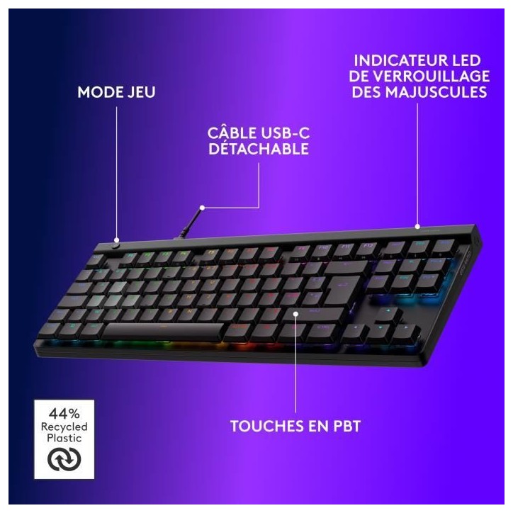 Clavier gamer - Filaire - Logitech G - G515 Rapid TKL - Noir Clavier gamer - Filaire - Logitech G - G515 Rapid TKL - Noir