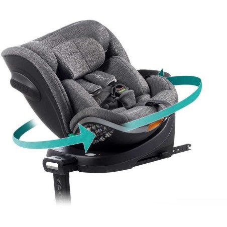 Siege auto - BABYAUTO - SCUDDA GREY DOBBY - De la naissance a 12 ans - 0-36 kg - I-Size - ISOFIX - Pivotant 360° - ECE R129