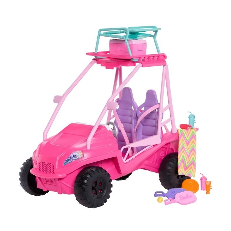Coffret Buggy Détective Barbie - 4 poupées - Accessoires plage - Ros