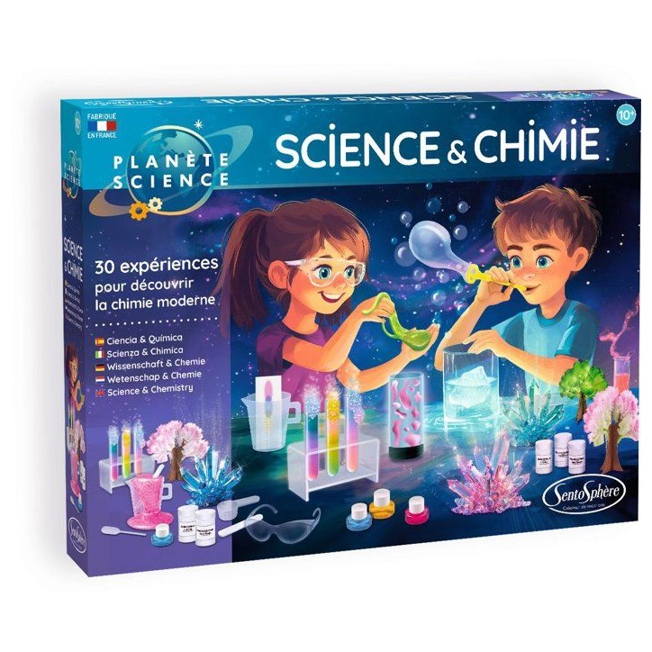 Kit Scientifique - SENTOSPHERE - Science et Chimie - 30 expériences - 12 matieres premieres - Des 8 ans