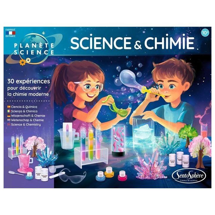 Kit Scientifique - SENTOSPHERE - Science et Chimie - 30 expériences - 12 matieres premieres - Des 8 ans
