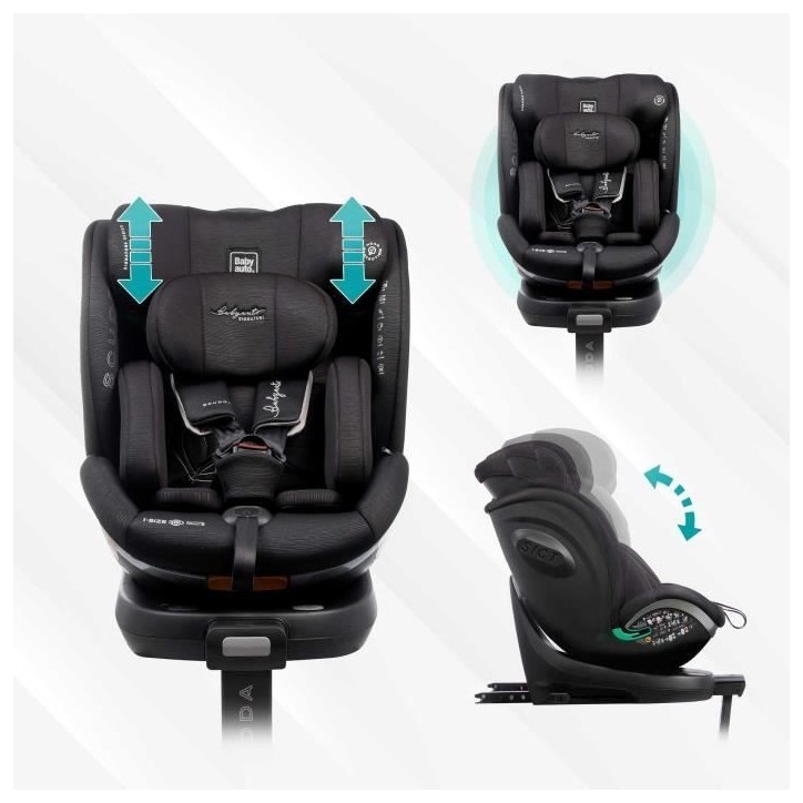 Siege auto - BABYAUTO - SCUDDA GREY DOBBY - De la naissance a 12 ans - 0-36 kg - I-Size - ISOFIX - Pivotant 360° - ECE R129 Siege auto - BABYAUTO - SCUDDA GREY DOBBY - De la naissance a 12 ans - 0-36 kg - I-Size - ISOFIX - Pivotant 360° - ECE R129