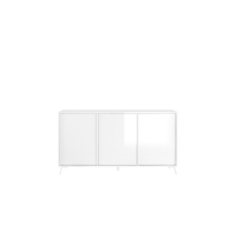 Buffet CITIZEN - Décor Blanc laqué brillant - 3 Portes - L 156 x P 4 Buffet CITIZEN - Décor Blanc laqué brillant - 3 Portes - L 156 x P 4