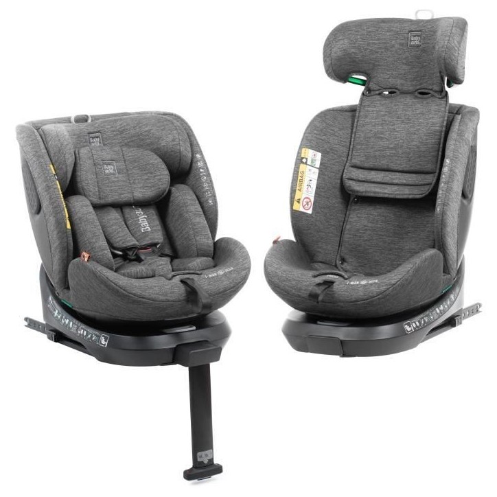 Siege auto - BABYAUTO - CORE - Groupe 0/1/2/3 - 40 / 150 cm - I-Size - Isofix - Pivotant - Inclinable - Réducteur - Gris