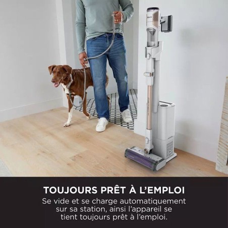 Aspirateur balai sans fil SHARK IW3612EUT Detect Clean & Empty - Station Auto-Empty - Blanc/or