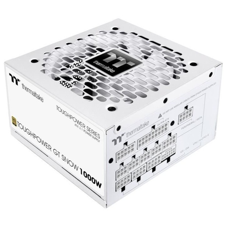 THERMALTAKE - Toughpower GT Snow - Alimentation PC - 1000 W - 80+ Gold - ATX3.1 - Full modulaire - PCI-E 5.1 THERMALTAKE - Toughpower GT Snow - Alimentation PC - 1000 W - 80+ Gold - ATX3.1 - Full modulaire - PCI-E 5.1