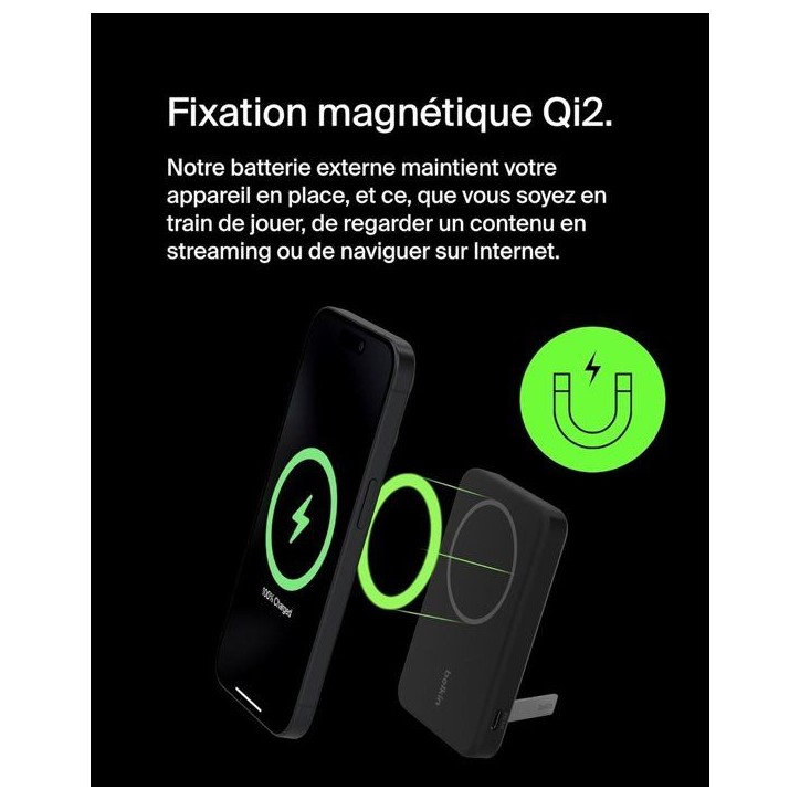 Batterie externe - BELKIN - 5 000 mAh - MagSafe - 15 W - Noir Batterie externe - BELKIN - 5 000 mAh - MagSafe - 15 W - Noir