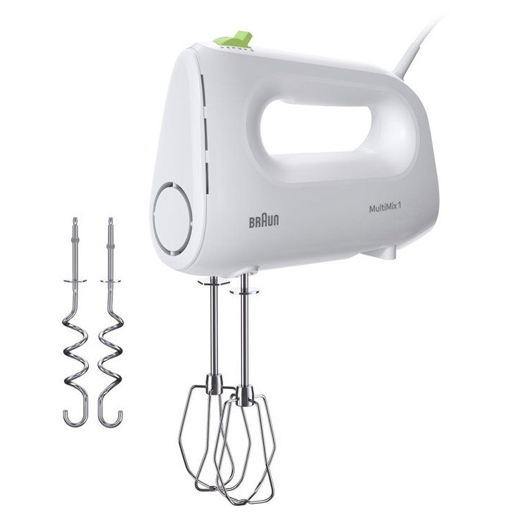 Batteur éléctrique - BRAUN - HM1100WH MultiMix 1 - 450 W - 4 vitesses + turbo - Blanc Batteur éléctrique - BRAUN - HM1100WH MultiMix 1 - 450 W - 4 vitesses + turbo - Blanc