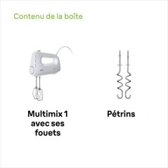 Batteur éléctrique - BRAUN - HM1100WH MultiMix 1 - 450 W - 4 vitesse