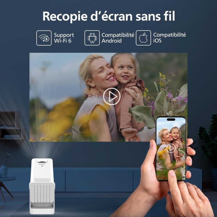 Vidéoprojecteur - PHILIPS - NeoPix 140 - HD 720p - LED - Wi-Fi - Blanc Vidéoprojecteur - PHILIPS - NeoPix 140 - HD 720p - LED - Wi-Fi - Blanc