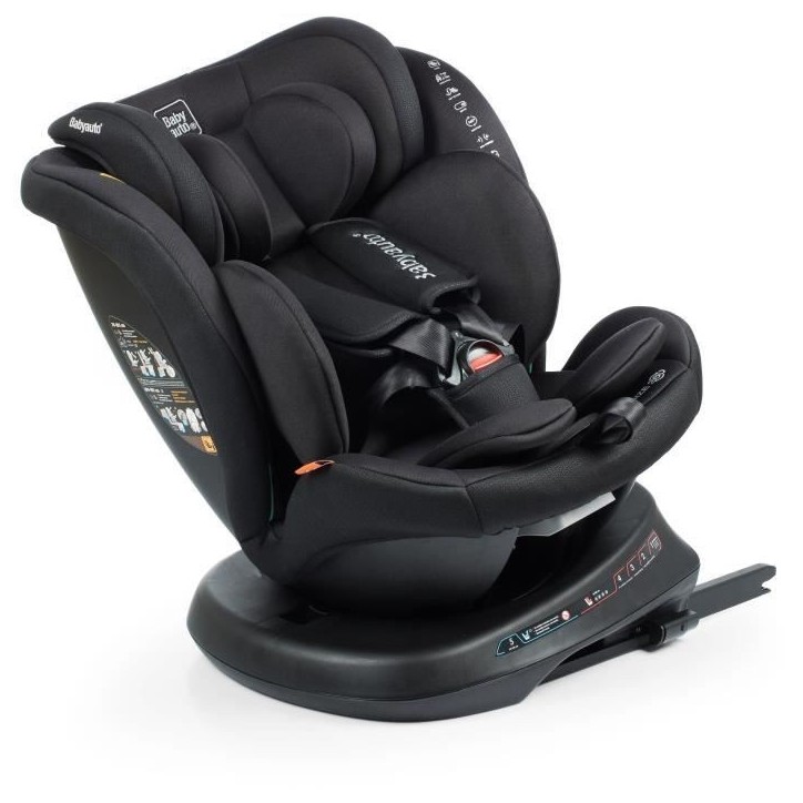 Siege auto - BABYAUTO - RODIA - Groupe 0/1/2/3 - 40 / 150 cm - I-Size Plus - Isofix - Pivotant - Inclinable - Réducteur - Noir Siege auto - BABYAUTO - RODIA - Groupe 0/1/2/3 - 40 / 150 cm - I-Size Plus - Isofix - Pivotant - Inclinable - Réducteur - Noir