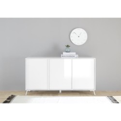 Buffet CITIZEN - Décor Blanc laqué brillant - 3 Portes - L 156 x P 4