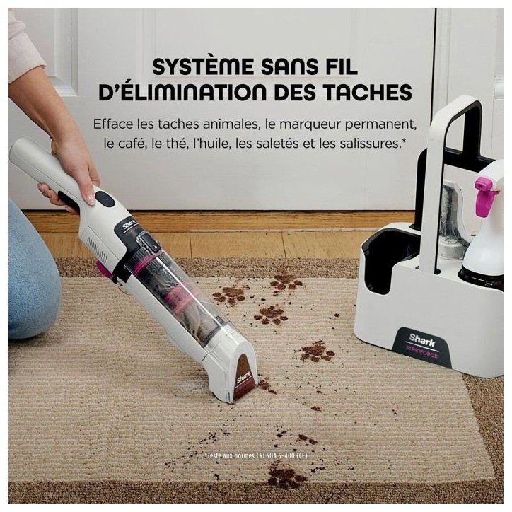 SHARK HX100EUT StainForce - Nettoyeur de tâches sans fil - Léger et portable - détachant pour tapis, tissus d'ameublement, vo SHARK HX100EUT StainForce - Nettoyeur de tâches sans fil - Léger et portable - détachant pour tapis, tissus d'ameublement, vo