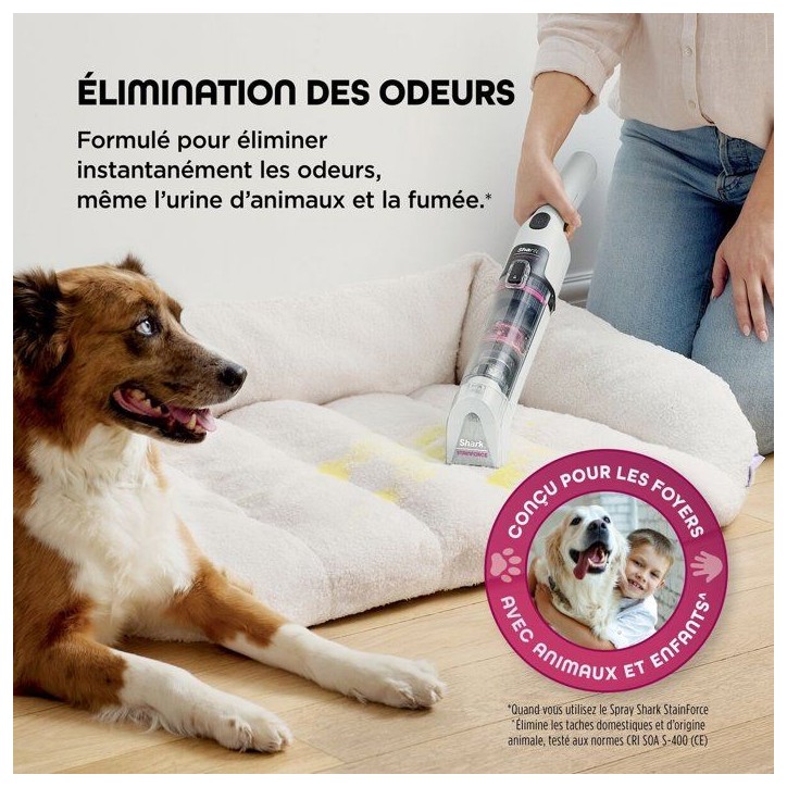 SHARK HX100EUT StainForce - Nettoyeur de tâches sans fil - Léger et portable - détachant pour tapis, tissus d'ameublement, vo SHARK HX100EUT StainForce - Nettoyeur de tâches sans fil - Léger et portable - détachant pour tapis, tissus d'ameublement, vo
