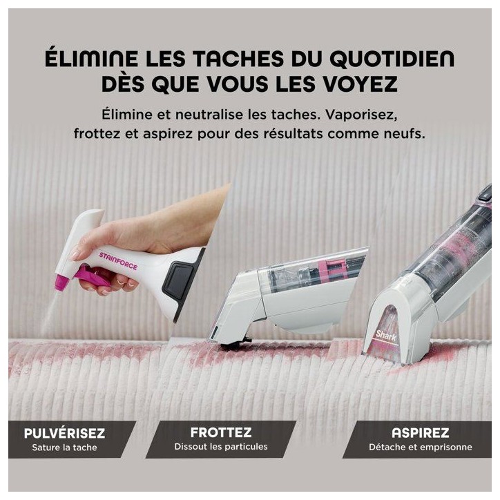 SHARK HX100EUT StainForce - Nettoyeur de tâches sans fil - Léger et portable - détachant pour tapis, tissus d'ameublement, vo SHARK HX100EUT StainForce - Nettoyeur de tâches sans fil - Léger et portable - détachant pour tapis, tissus d'ameublement, vo