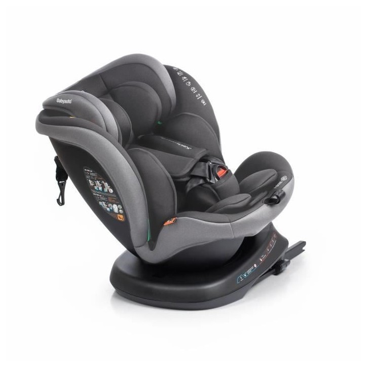 Siege auto - BABYAUTO - RODIA - Groupe 0/1/2/3 - 40 / 150 cm - I-Size Plus - Isofix - Pivotant - Inclinable - Réducteur - Gris Siege auto - BABYAUTO - RODIA - Groupe 0/1/2/3 - 40 / 150 cm - I-Size Plus - Isofix - Pivotant - Inclinable - Réducteur - Gris