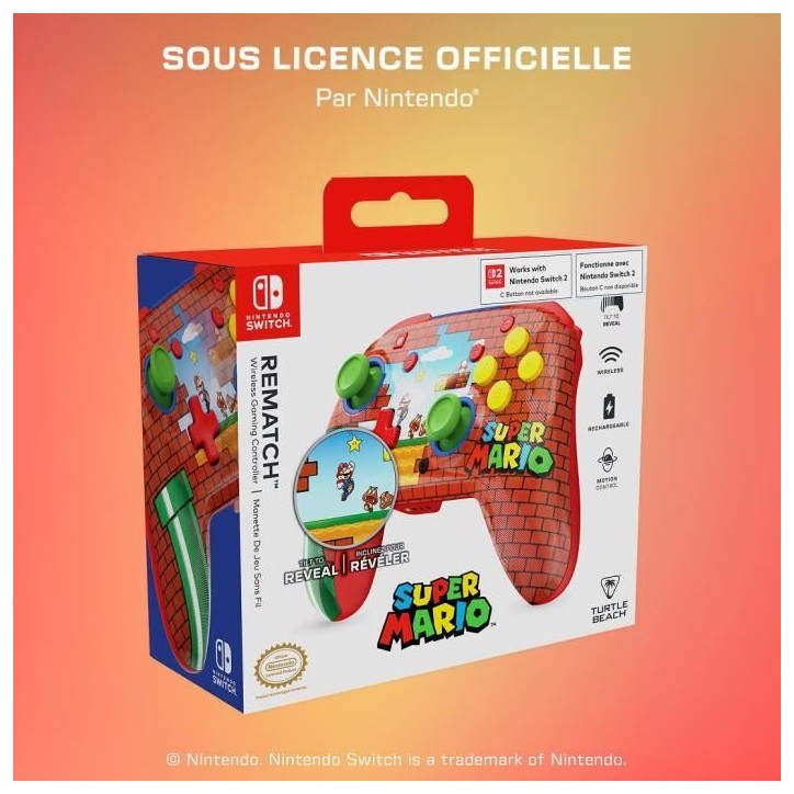 Manette de jeu - Nintendo Switch - Rematch Mario Bricks - Sans fil - Rouge - Turtle Beach Manette de jeu - Nintendo Switch - Rematch Mario Bricks - Sans fil - Rouge - Turtle Beach