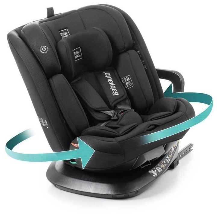 Siege auto - BABYAUTO - ACROSS - Groupe 0/1/2/3 - 40 / 150 cm - I-Size - Isofix - Pivotant - Inclinable - Réducteur - Noir Siege auto - BABYAUTO - ACROSS - Groupe 0/1/2/3 - 40 / 150 cm - I-Size - Isofix - Pivotant - Inclinable - Réducteur - Noir