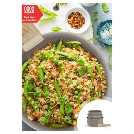 Set de 3 casseroles - Tous feux dont induction - ARTHUR MARTIN - AM1122 - Céramique - Ø 16-18-20 cm + poignée amovible - Taup