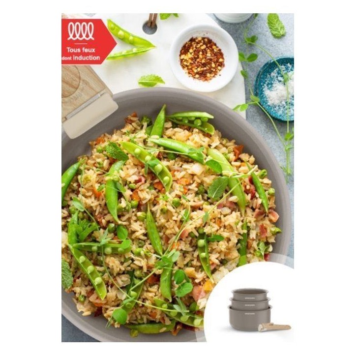 Set de 3 casseroles - Tous feux dont induction - ARTHUR MARTIN - AM1122 - Céramique - Ø 16-18-20 cm + poignée amovible - Taup Set de 3 casseroles - Tous feux dont induction - ARTHUR MARTIN - AM1122 - Céramique - Ø 16-18-20 cm + poignée amovible - Taup
